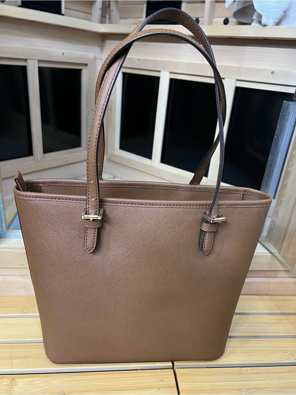 Michael Kors Cognac Brown Jet set travel Saffiano Leather Tote